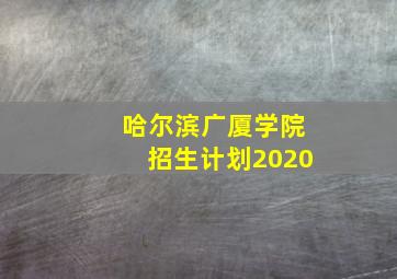 哈尔滨广厦学院招生计划2020