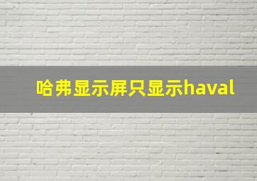 哈弗显示屏只显示haval