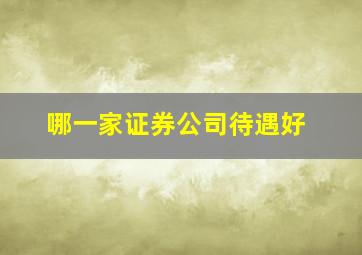 哪一家证券公司待遇好