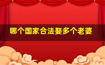 哪个国家合法娶多个老婆