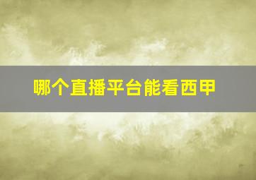 哪个直播平台能看西甲