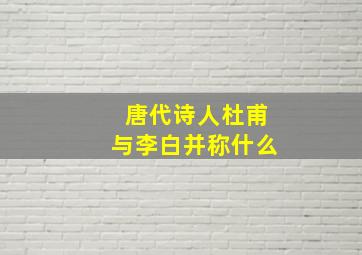 唐代诗人杜甫与李白并称什么