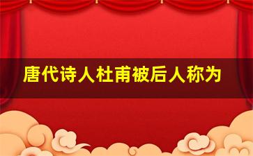 唐代诗人杜甫被后人称为