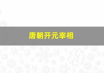 唐朝开元宰相