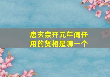 唐玄宗开元年间任用的贤相是哪一个