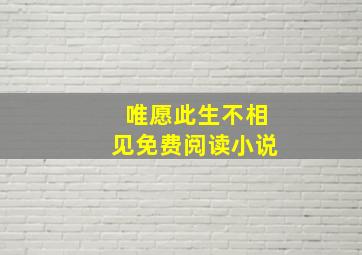 唯愿此生不相见免费阅读小说