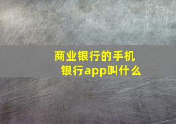 商业银行的手机银行app叫什么