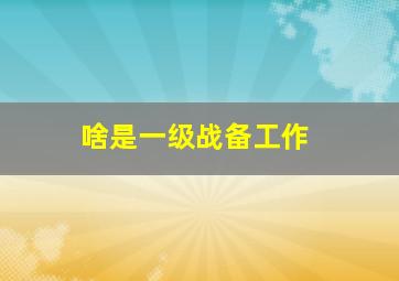 啥是一级战备工作