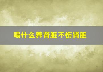 喝什么养肾脏不伤肾脏