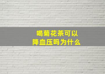 喝菊花茶可以降血压吗为什么