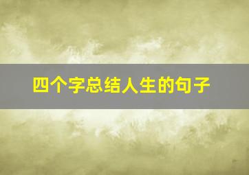 四个字总结人生的句子