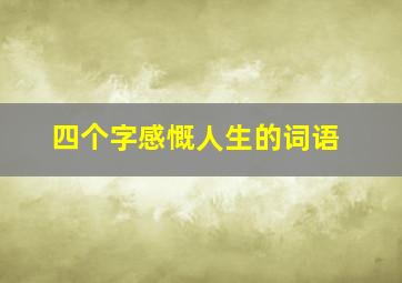 四个字感慨人生的词语