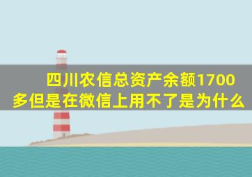 四川农信总资产余额1700多但是在微信上用不了是为什么