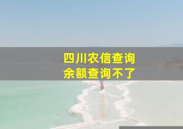 四川农信查询余额查询不了