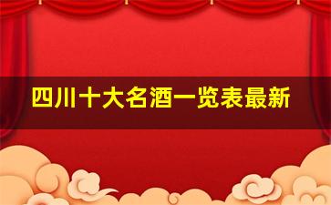 四川十大名酒一览表最新