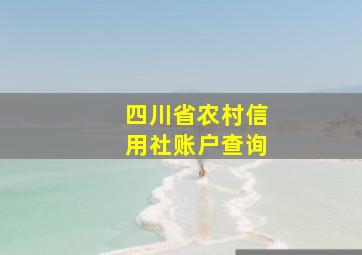 四川省农村信用社账户查询