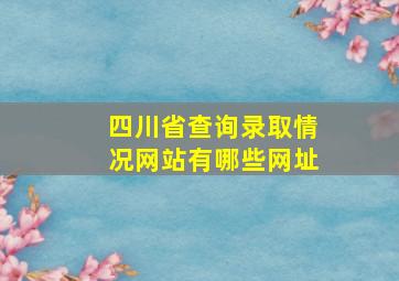 四川省查询录取情况网站有哪些网址