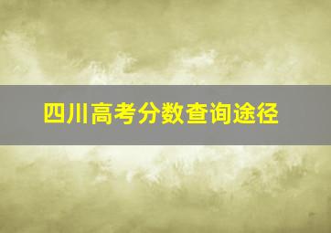 四川高考分数查询途径