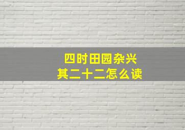 四时田园杂兴其二十二怎么读