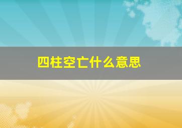 四柱空亡什么意思