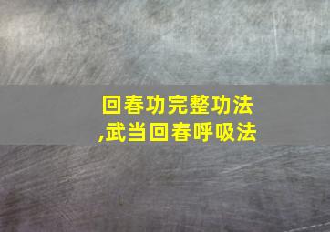 回春功完整功法,武当回春呼吸法