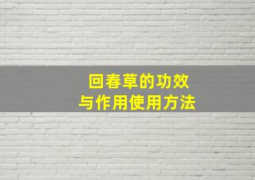 回春草的功效与作用使用方法