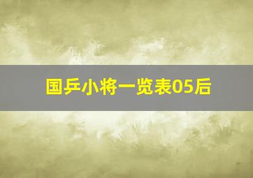 国乒小将一览表05后