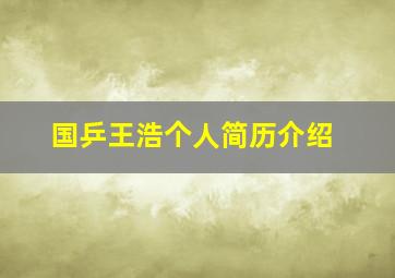 国乒王浩个人简历介绍