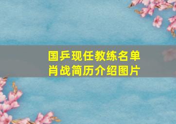 国乒现任教练名单肖战简历介绍图片