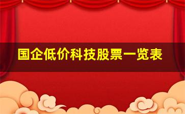 国企低价科技股票一览表