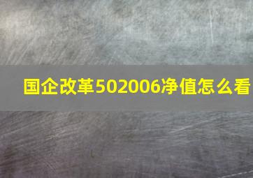 国企改革502006净值怎么看