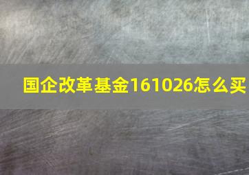 国企改革基金161026怎么买