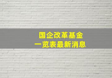 国企改革基金一览表最新消息