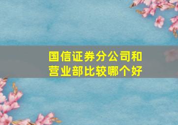 国信证券分公司和营业部比较哪个好