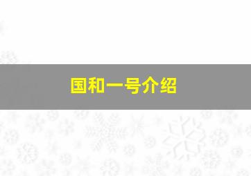 国和一号介绍