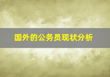 国外的公务员现状分析