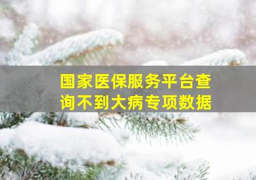 国家医保服务平台查询不到大病专项数据