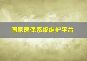 国家医保系统维护平台