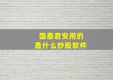 国泰君安用的是什么炒股软件