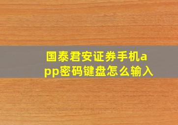 国泰君安证券手机app密码键盘怎么输入