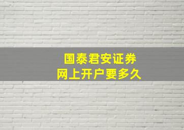 国泰君安证券网上开户要多久