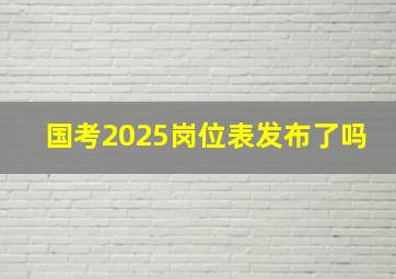 国考2025岗位表发布了吗