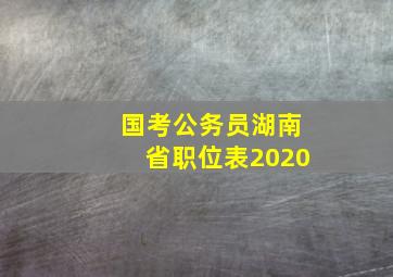 国考公务员湖南省职位表2020