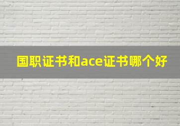 国职证书和ace证书哪个好