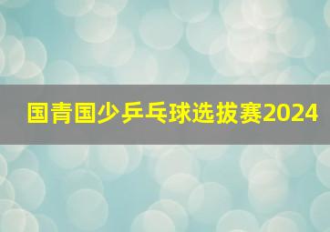 国青国少乒乓球选拔赛2024