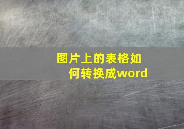 图片上的表格如何转换成word