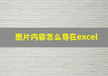 图片内容怎么导在excel