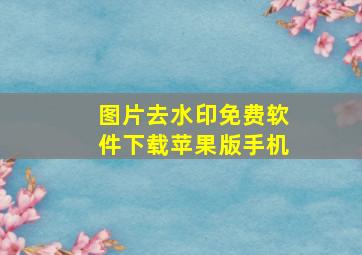 图片去水印免费软件下载苹果版手机