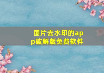 图片去水印的app破解版免费软件