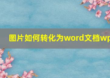 图片如何转化为word文档wps